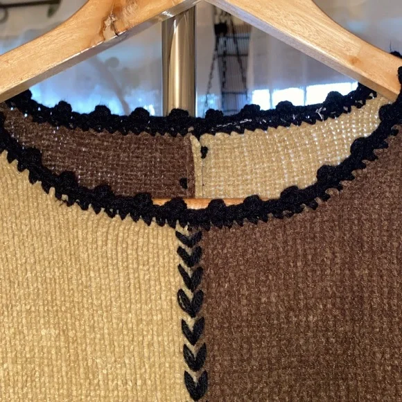 90’s Patchwork Colorblock Vintage Soft Chenille Knit Sweater Size Large - Picture 8 of 17